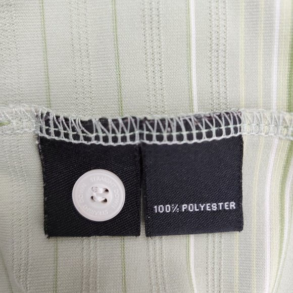 Straight Down Golf Polo Shirt 1/4 Button Striped Slits Green Mens Size XL - Picture 10 of 10